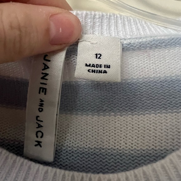 Janie and Jack Girls Striped Ruffle Lemon Sweater - Picture 7 of 9